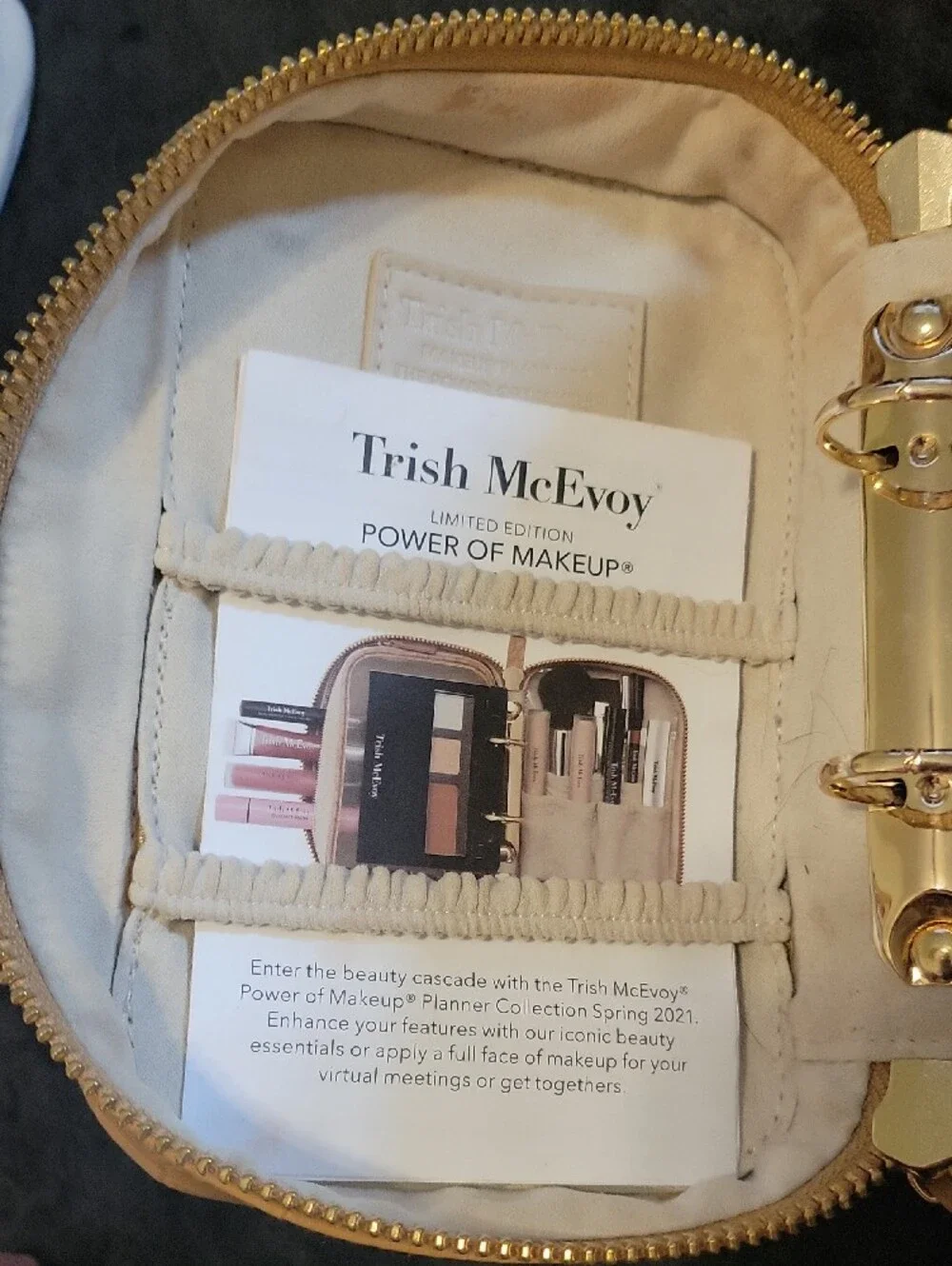 Trish McEvoy Neutral Tan Embossed Makeup Pouch